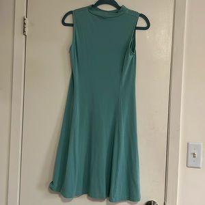 Sleeveless mock neck flare dress